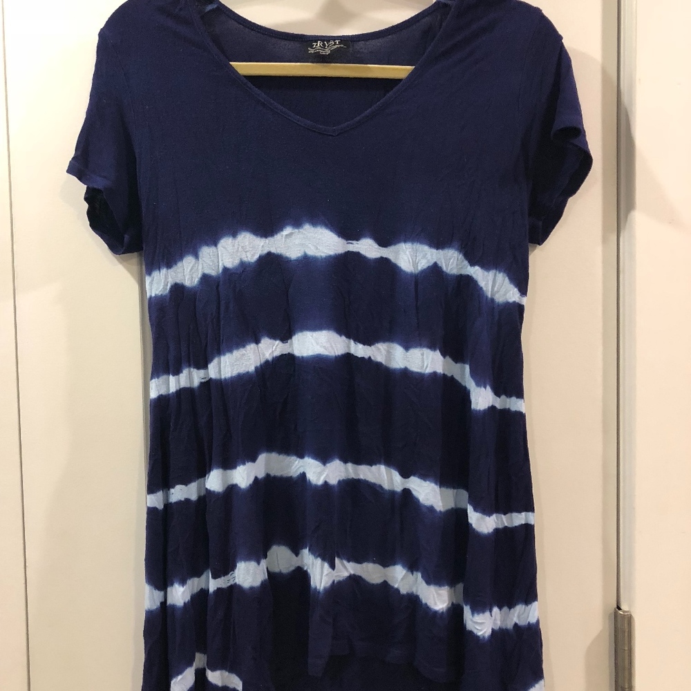 Blue and White Blouse